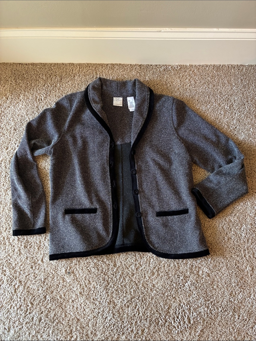 Emma James - Liz Claiborne Black-and-White Knit Cardigan Jacket